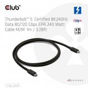 Club3D 推出 1m 长全功能雷电 5 线材，支持 DP2.1 Alt、240W USB PD EPR